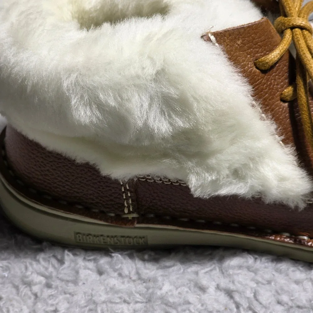 Birkenstock Memphis‎ High Mid Brown Leather Fur Lined Boots EU 36 Wmn 5 NIB
